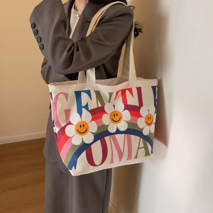 Thai Fashion Trend Gentle Woman Tote Bag Canvas Simple Shoulder Bags For Women Colorful Canvas Simple