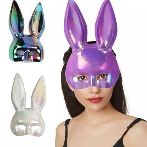 CEMOMEF Halloween Mask Haloween Accessories Creative Props Cosplay Props Nightclub Decoration Rabbit Ears Fashion Gifts Party Cosplay Props Prom Party Supplies Women Half Half Face