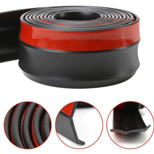 Universal Car Front Bumper Lip Splitter 2.5M/8.2FT TPVC Rubber Bumper Protector Guard Flexible Body Side Skirt Spoiler Strip Anti‑Scratch & Anti‑Collision Exterior Trim 60mm Width Black