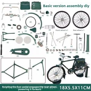 IFFINE Mini DIY Assembly Kit Multistyle 185.511cm Retro Nostalgic Bicycle High Quality 1:10 Fun DIY Bicycle Childrens Hands-on Ability Collection
