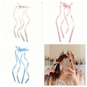 CICI Lolita Long Ribbon Hair Clip Balletcore Cloth Bowknot Hair Tie Lovely Hair Accessories Y2k Hair Tie Women