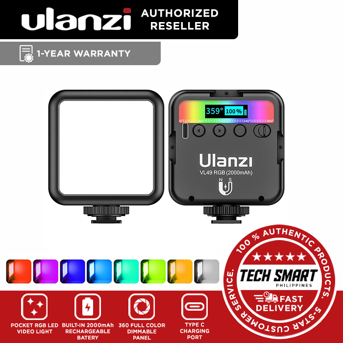 Minifocus Full Color RGB LED Video Light 2500K-7000K 800LUX Mini Fill 3 Cold Shoe 1800mAh Type-C Pocket Camera Hot Shoe Light