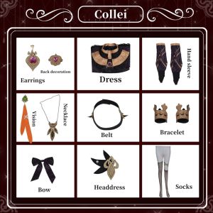 Game Genshin Impact Collei Cosplay Costume Halloween Role Play Party Costume Wig Dress Set♢X1120