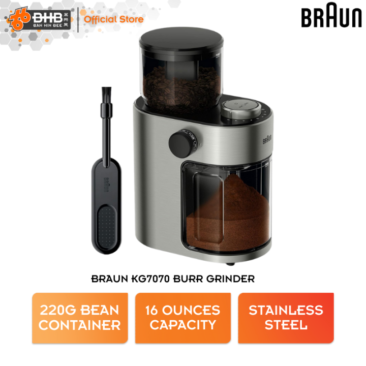 Braun Burr Coffee Grinder FreshSet Stainless Steel KG7070 15 Grind Settings  220G Container KG 7070 Mesin Pengisar Kopi | Lazada