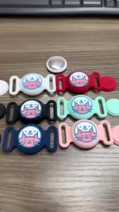 Waterproof Collar Holder Compatible with Airtag (1 Pack) Anti-Lost Case for GPS Tracker Silicone Collar Holder for Pets (Pink/White)