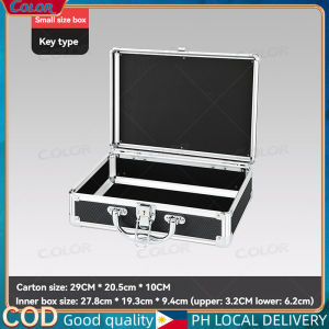 Portable case black aluminum alloy hardware toolbox portable case instrument safety equipment storage box money storage toolbox large capacity storage box business new style briefcase