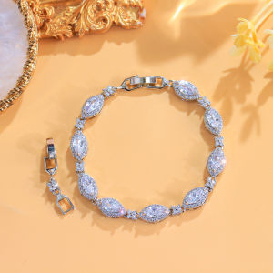SEQUITO Gorgeous Wedding brides Wrist Jewelry Multicolor AAA Marquise Cut Cubic Zirconia Bracelet Costume Jewellery B387