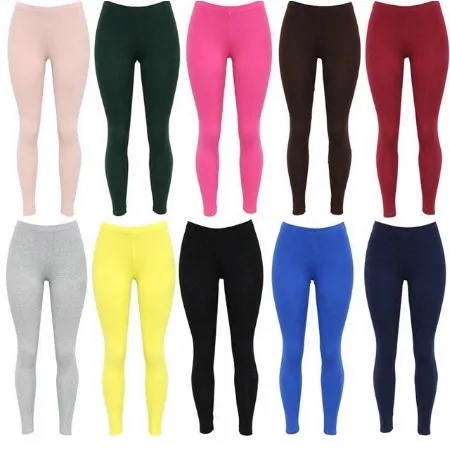 Plain Cotton Leggings Good Quality Freesize 23-34 H&T