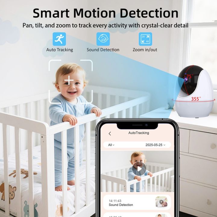 WiFi-Control%20Video%20Baby%20Monitor%20Featuring%204.3-Inch%20Screen,%20PTZ%20Function,%20Auto%20Tracking,%20Night%20Vision%20for%20Pet%20and%20Baby%20Surveillance%20Care%20-%20Image%206