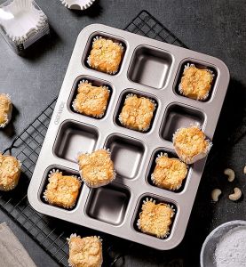 Chefmade Professional Series 12 Cup Non-Stick Square Cake Mould Pan in Carbon Steel WK9149 Ship from Singapore