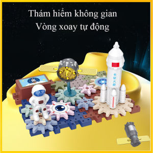 Đồ chơi lắp ráp mô hình thám hiểm không gian gồm tên lửa vệ tinh phi hành tự động xoay có nhạc và đèn kích thước lớn