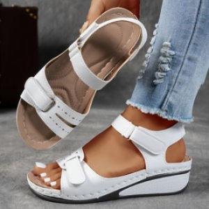 Free Shipping Vintage-Style Plus-Size Wedge Sandals For Women In Stock Now.New Summer Collection Featuring Platform Soles Hollowed-Out Designs And Open-Toe Roman Sandals