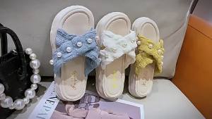 New Pearl Cross-Strap WomenS Outdoor Beach Sandals With Platform Thick Sole And Dissolvable Sole For The Beach