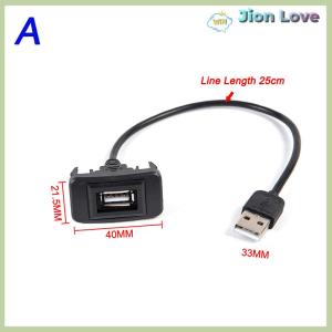 Jion Love Car Dashboard Flush Mount USB 2.0 Port Panel Male to Female Extension Cable Adapter for Vigo RAV4