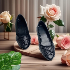Sepatu Flat Wanita Elegan Motif Kucai Kulit PU Warna Solid Gaya Korea