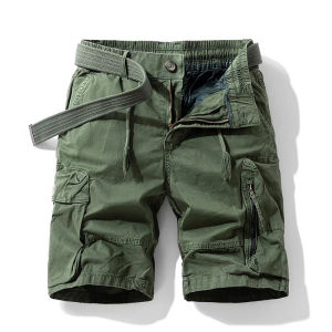 Men Cotton Cargo Shorts Man Beach Jogger Outdoor Multi Pocket Short Pants Male Loose Bermuda Solid Vintage Classic Shorts