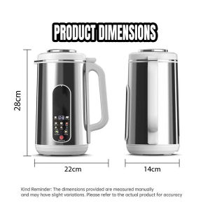 Premium Stainless Steel Soymilk Maker 1.2L | English Panel | 8 Functions • Nut Milk • Porridge • Baby Food • Quick Clean