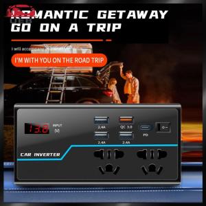 [UEB AUTO]200W Car Power Inverter Fast Charger Converter Charger Socket USB Car Adapter for Road Trip Camping Charging