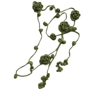 Narrow Flower Knitted Scarf Women Fashion Neckerchief Handmade Crocheted Scarf for Enhancing Stylish Look