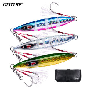 Goture Metal Slow Jigs Fishing Lure Large Metal Shore Cast Jig Quality Salt Water Fishing Lures With Bag