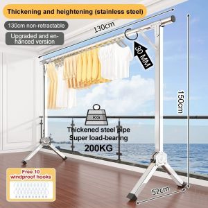 Foldable Clothes Drying Rack Double Rod X-shaped Stainless Steel Telescopic Clothes Rack With Wheels Indoor And Outdoor Clothes Drying Rack