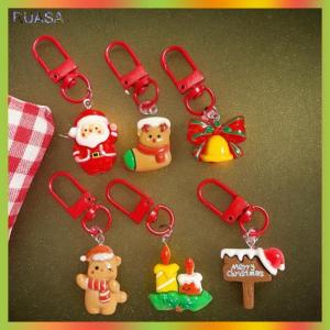 RUASA พวงกุญแจรูปตัวการ์ตูนน่ารักรูปกวางเอลก์ตาตุ๊กตาหิมะทำจากเรซินเครื่องประดับของขวัญสำหรับเพื่อน2 5 10ชิ้น