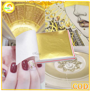 100pcs Kertas Foil Emasgold Leaffoil Sheet Kertas Prada Sepuhan Gilding