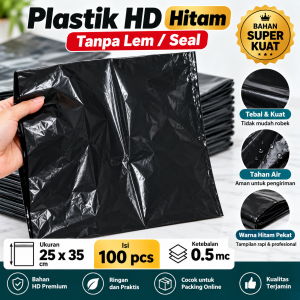 (TERMURAH ) PLASTIK HD Uk. 25 x 35 premium tebal ISI 100pcs / plastik packing toko olshop HD / Packing Polos Packing Plastik Polymailer Online Shop / plastik packing toko online tebal termurah warna hitam / plastik hitam / packing online shop termurah