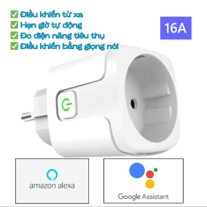 Ổ cắm wifi thông minh Tuya 16A hỗ trợ trợ lý ảo Amazon Alexa và Google Assitant