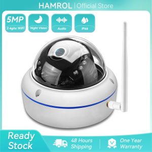 Hamrol 5MP Vandal-proof Wifi IP Camera iCsee APP 1080P Audio Record Night Vision SD Card Slot Outdoor CCTV Dome Camera