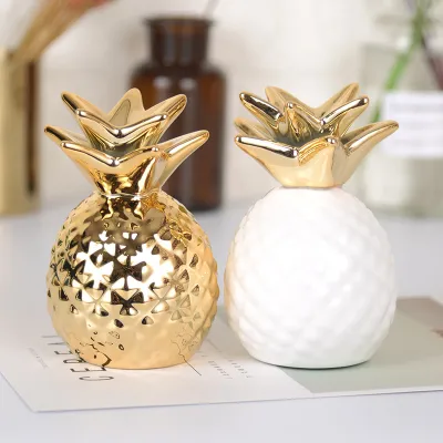 Ornamen Nanas Emas Skandinavia Keramik Nanas Uang Guci Kamar Tidur Dekorasi Ruang Tamu dalam Minimalis Modern Scandinavian Golden