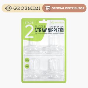 ]Authorized Distributor] Grosmimi Replacement Straw Nipple / Replacement Straw Teat 4 pcs Stage 2
