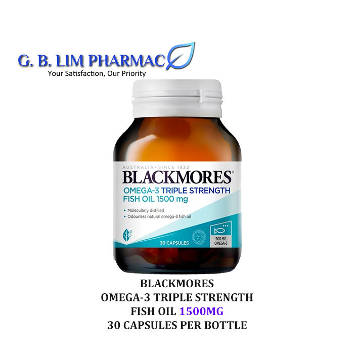 Blackmores Omega3 Triple Strength Fish Oil 1500mg 30 CAPSULES PER