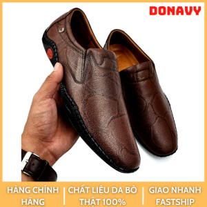 Giày Lười Nam Da Bò Thật 100% Donavy Cao Cấp Thiết Kế độc đáo Trẻ Trung DGRR