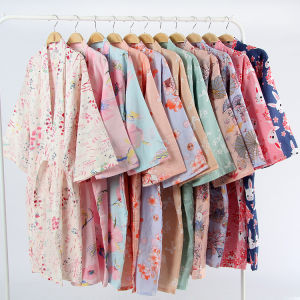 Summer lightweight pure cotton gauze robe for couples Japanese-style mens kimono yukata all-cotton pajamas cardigan long nightgown sauna clothing