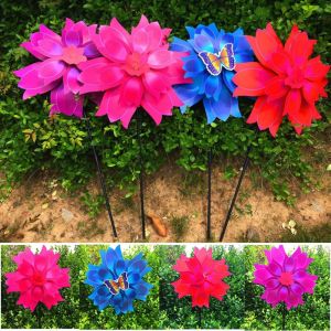 NEXTYOO Đa phong cách Cối xay gió hoa tulip PVC Đầy màu sắc Cánh quạt gió xoay Chất lượng cao Đường kính 38cm Cối xay gió bàn xoay lớn Trang trí tiệc ngoài trời