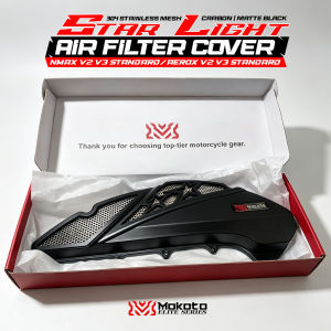 MOKOTO ELITE ELITE-12302 ELITE-12303 Star Light Stainless 304 Mesh Air Filter Cover / Airbox Cover ABS Plastic Fit Yamaha NMAX155 V2 V3 Standard / Aerox155 V2 V3 Standard Only For Flat Washable Air Filter (No Bolts Included) 1PC