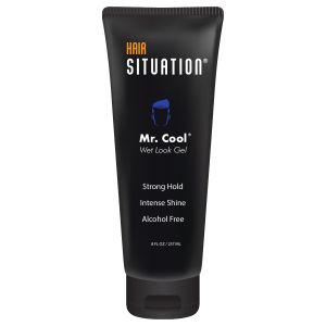 Hair Situation Mr. Cool Wet Look Strong Hold Hair Styling Hair Gel High Shine Anti-Humidity Shield Anti-Frizz Fly Away-Free No Flake Formula Made with Vitamins to Strengthen Hair 8 Fl Oz