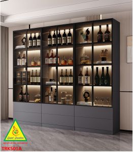 Tủ Rượu Trang Trí Phòng Khách Bằng Gỗ MDF Cánh Kính – Sang Trọng - Hiện Đại TRK501A - NỘI THẤT LẮP RÁP VIENDONGADV