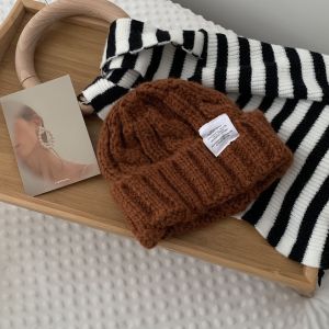 SGFDD Cute Lovely Skullies Plain Labeling Autumn Letter Knitted Hat Woolen Hat Women Beanies Korean Style Caps