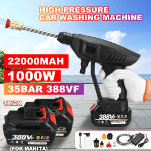 1000W 388VF Wireless Water Jet pump 22000mah Battery Strong Power Cordless Car washing machine High Pressure Washer Sprayer Cleaner Bateri Cuci Kereta Wireless Portable Home Car Garden With Foam Generator Nozzle