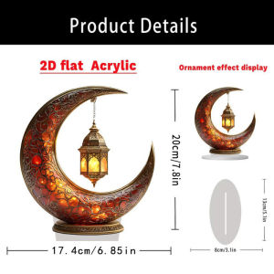 Beautiful Moon Ornament Eid Acrylic Decoration Festive Home Decor Acrylic Material Durable Tabletop Ornament Ramadan Islamic Decor