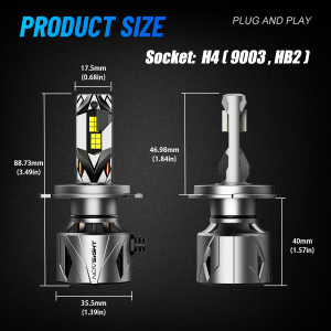 Extremely Bright Novsight N97 LED Car Headlight Bulb 9005(HB3) 9006(HB4) H4 H7 H11 LED Light for Car High/Low Beam Fog Light 240W 60000LM 6500K Plug&Play 2PCS 1 Year Warranty