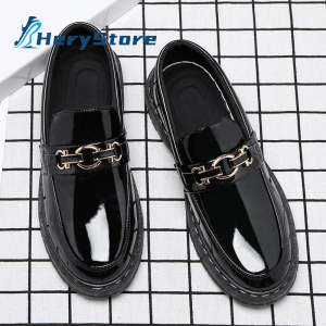 Hery Mens Loafers & Boat Shoes NEW Shiny Casual Leather Shoes Ready Stock COD 39-44