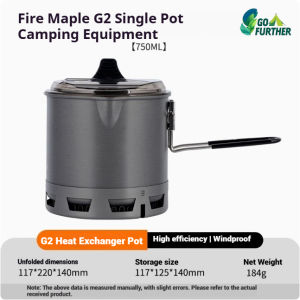 Fire Maple G2 Pot Lightweight 184g 750ml Heat Exchange Cookware Fast Heating Backpacking Cookware BC Hiking Fishing Picnic Outdoor Camping trekking Cooking Multi-Function Pot