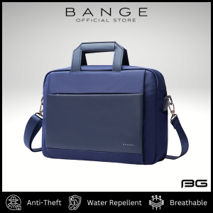 BANGE 7702 NEW ARRIVAL | (40x29x9cm | 10.4 Liters) 0.9kg | Fits 15.6 Inch Laptop & 12.9 Inch Tablet | Premium Polyester Fabric | Anti-Theft Design | Quality YKK Zipper | Slim Men Briefcase Messenger Shoulder Bag Water Repellent Multi-Layer Storage