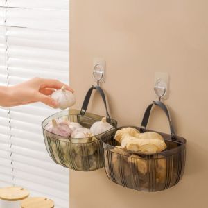 GLOWLITE Large Capacity Small Hanging Basket Creative Wall Mounted Storage Box Home Organizer Simple Waste Basket Ginger and Garlic