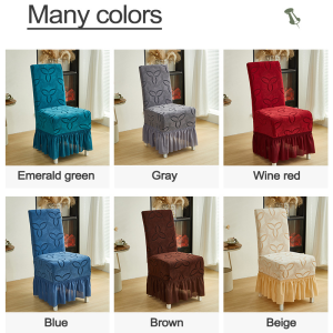 Dining Chair Cover Jacquard Chair Seat Cover with Skir Universal Thick Banquet Elastic Seat Cover
