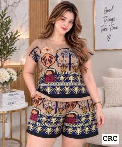 SET COORDINATE BLOUSE SHORT TERNO WITH SIDE POCKET FIT MEDIUM UP TO XL ONE SIZE CHALLIS FABRIC