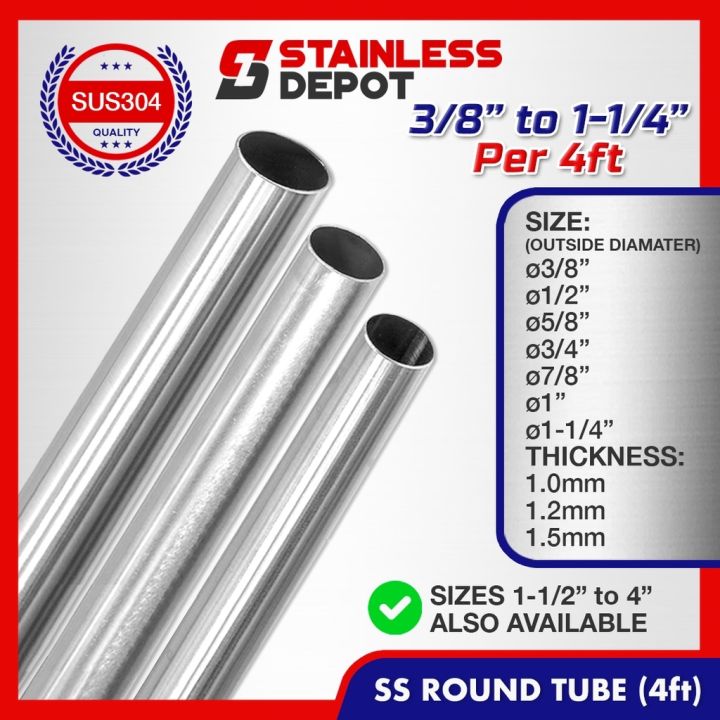 4FT (3/8 to 1-1/4 ) Stainless Round Tube Stainless Tubular